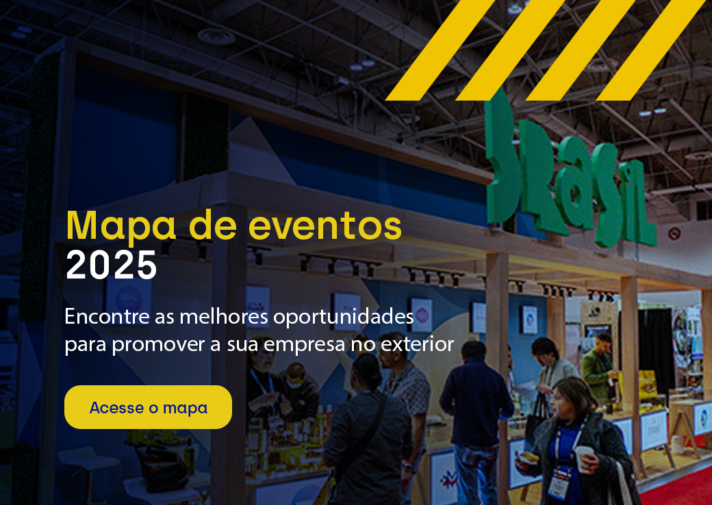 Imagem do pavilhão Brasil em evento internacional-Encontre as melhores oportunidades no mapa de eventos